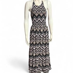 Adam Levine Collection Black and Pink Chevron Maxi Dress